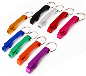 65*12mm anodised aluminium can & bottle opener keyring